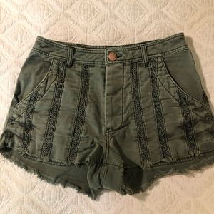 Free People Olive Green Women Shorts